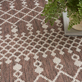 Nourison Positano 4' x 6' Indoor/Outdoor Area Rug, Brown, Modern, Geometric Pattern, Easy Cleaning, Non Shedding, Bedroom, Living Room, Dining Room, Deck, Backyard, Patio
