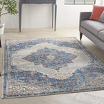 Nourison Concerto Persian Blue/Grey 3'9" x 5'9" Area -Rug, Easy -Cleaning, Non Shedding, Bed Room, Living Room, Dining Room, Kitchen (4x6)