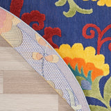 Nourison Aloha 63x63 Polypropylene Fabric Area Rug in Navy/Blue/Multi-Color