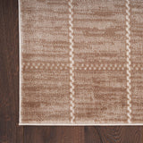 Nourison Serenity Home Geometric Mocha Ivory 2'2" x 7'6 Area -Rug, Easy -Cleaning, Non Shedding, Bed Room, Living Room, Dining Room, Backyard, Deck, Patio (2x8)