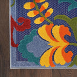 Nourison Aloha Indoor/Outdoor Navy Multicolor 2'8" x 4' Area Rug, Easy Cleaning, Non Shedding, Bed Room, Living Room, Dining Room, Backyard, Deck, Patio (3x4)