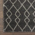 Nourison Geometric Shag Moroccan Charcoal 2'2" x 3'9" Area -Rug, Easy -Cleaning, Non Shedding, Bed Room, Living Room, Dining Room, Kitchen (2x4)