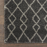 Nourison Geometric Shag Moroccan Charcoal 2'2" x 3'9" Area -Rug, Easy -Cleaning, Non Shedding, Bed Room, Living Room, Dining Room, Kitchen (2x4)