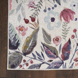 Nourison Washables Floral Ivory Pink 2'2" x 10' Area Rug, Easy Clean, Non Shedding, Bed Room, Living Room, Dining Room, Kitchen (2x10)