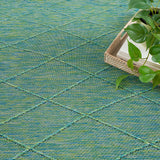 Nourison Practical Solutions Indoor/Outdoor Blue Green 4' x 6' Area -Rug, Easy -Cleaning, Non Shedding, Bed Room, Living Room, Dining Room, Backyard, Deck, Patio (4x6)