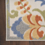 Nourison Aloha Indoor/Outdoor Ivory Blue 2'8" x 4' Area Rug, Easy Cleaning, Non Shedding, Bed Room, Living Room, Dining Room, Backyard, Deck, Patio (3x4)