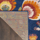Nourison Allur Floral Navy Multicolor 5'3" x 7'3" Area -Rug, Easy -Cleaning, Non Shedding, Bed Room, Living Room, Dining Room, Kitchen (5x7)