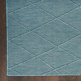 Nourison Practical Solutions Outdoor Aqua 2'2" x 8' Area Rug, Easy Cleaning, Non Shedding, Bed Room, Living Room, Dining Room, Deck, Backyard, Patio (2x8)