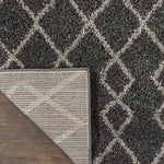 Nourison Geometric Shag Moroccan Charcoal 2'2" x 3'9" Area -Rug, Easy -Cleaning, Non Shedding, Bed Room, Living Room, Dining Room, Kitchen (2x4)