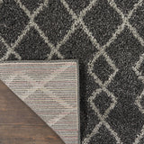 Nourison Geometric Shag Moroccan Charcoal 2'2" x 3'9" Area -Rug, Easy -Cleaning, Non Shedding, Bed Room, Living Room, Dining Room, Kitchen (2x4)