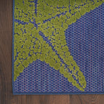 Nourison Aloha Indoor/Outdoor Blue Multicolor 2'3" x 8' Area Rug, Easy Cleaning, Non Shedding, Bed Room, Living Room, Dining Room, Backyard, Deck, Patio (2x8)