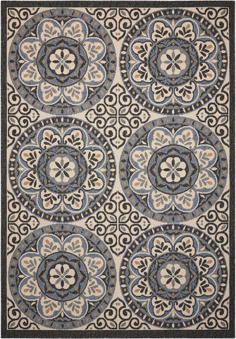 Nourison Caribbean Transitional Ivory/Charcoal 2'3" x 7'6" Area -Rug, Easy -Cleaning, Non Shedding, Bed Room, Living Room, Dining Room, Kitchen (2x7)