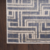 Nourison Serenity Home Geometric Blue Ivory 2'2" x 7'6 Area -Rug, Easy -Cleaning, Non Shedding, Bed Room, Living Room, Dining Room, Backyard, Deck, Patio (2x8)