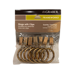 Metal Curtain Rings w/ Clips, 1-Inch Inside Diameter